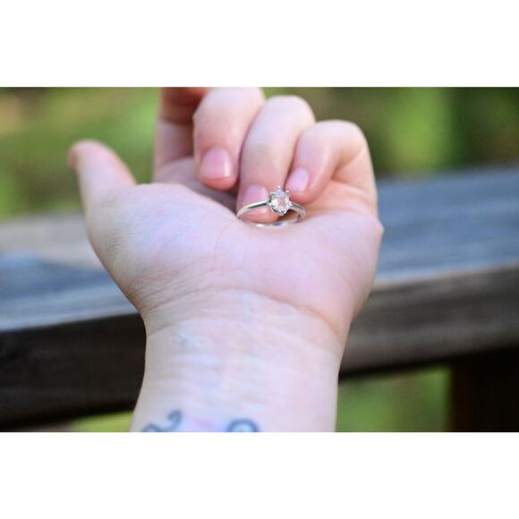 Herkimer Diamond Ring Rustic dainty unique alternative simple minimalist natural - Picture 6 of 8